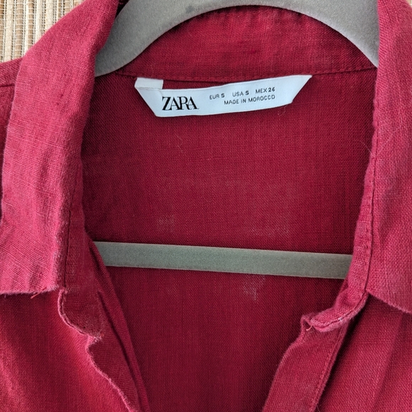 Zara Raspberry Red Linen Midi Dress - Picture 5 of 7